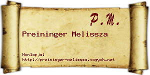 Preininger Melissza névjegykártya